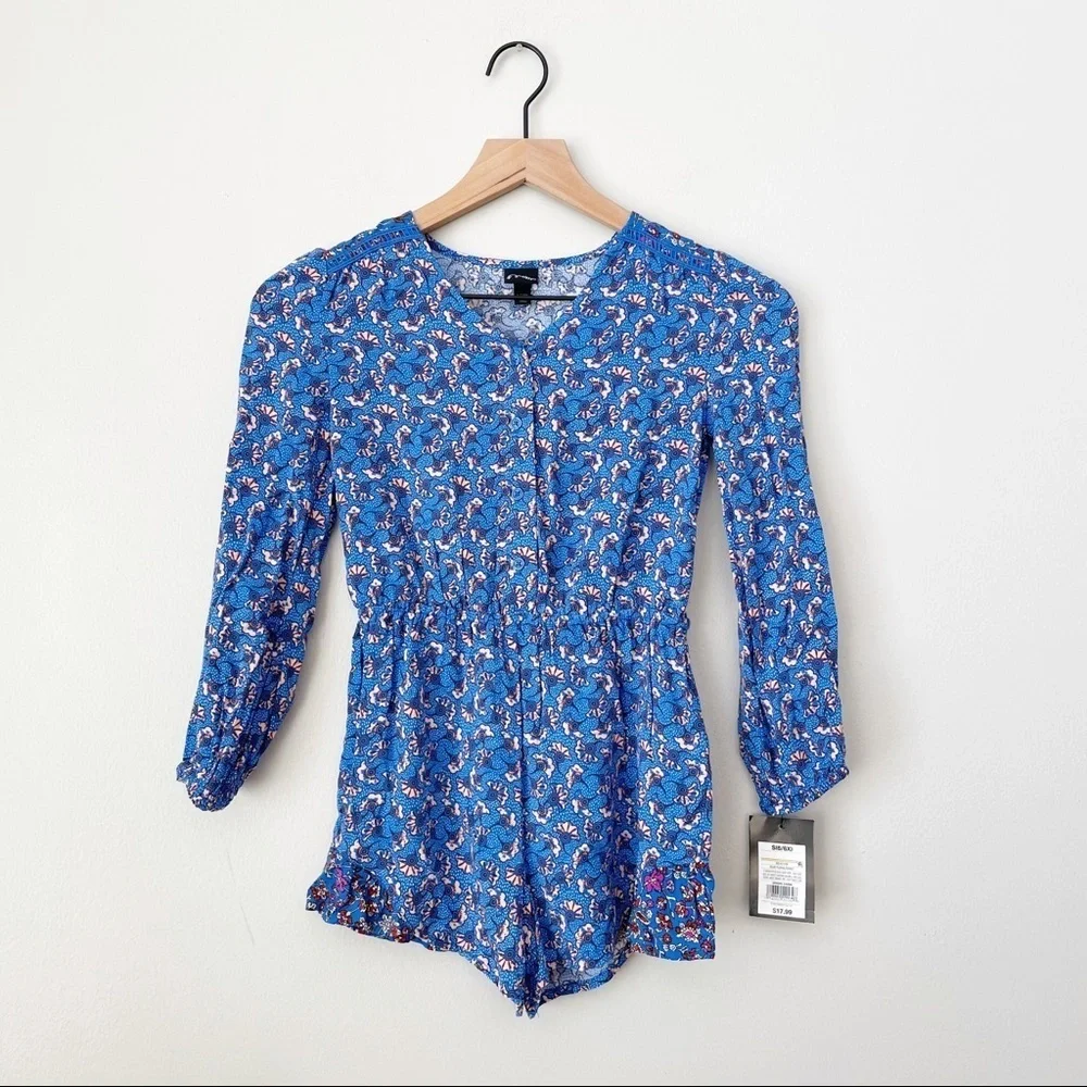Art Class Blue Floral Mixed sprint Long Sleeve Romper
